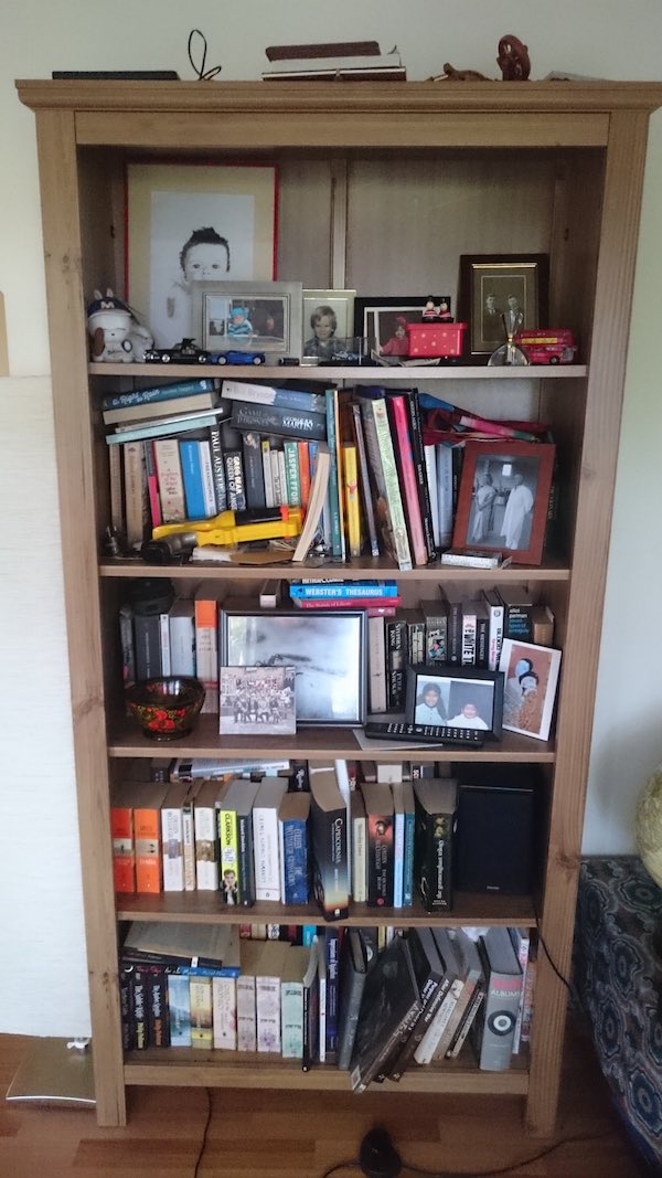 Messy bookshelf