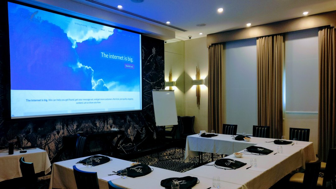 Web writing course room all set up in Brisbane.